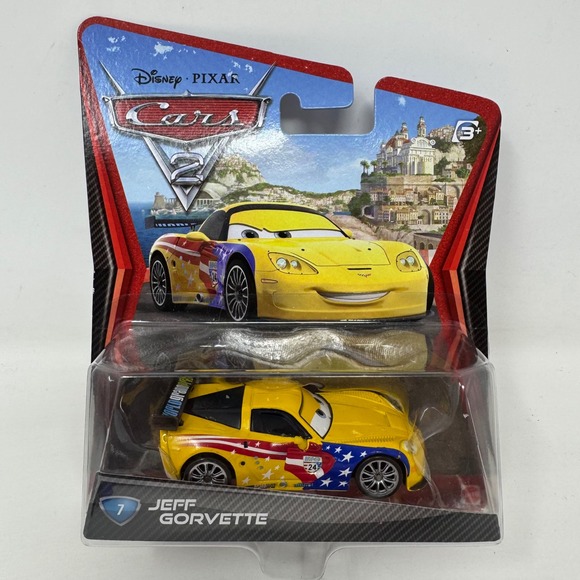 Disney Pixar Other - Disney Pixar Cars 2 Jeff Gorvette Die-Cast Vehicle World Grand Prix #7 Mattel